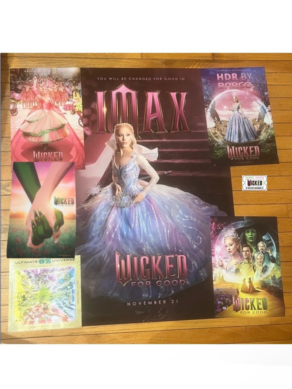 Wicked For Good 6 Movie Posters Original Set 27x40 & 11x17 (Dual Sided) + Ticket